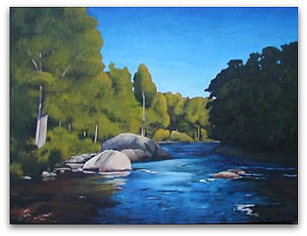 Salmon River, watercolor by Gail Bessette