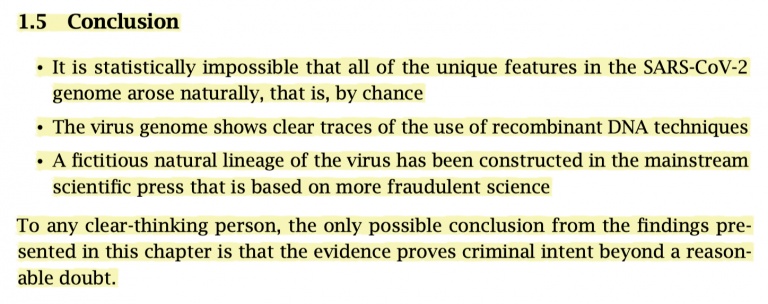 Conclusion: The evidence for the manufacture of the virus "proves criminal intent beyond a reasonable doubt."
